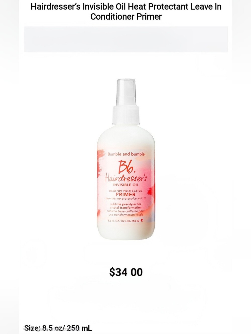 Bumble and bumble Heat/UV Protective Hair Primer